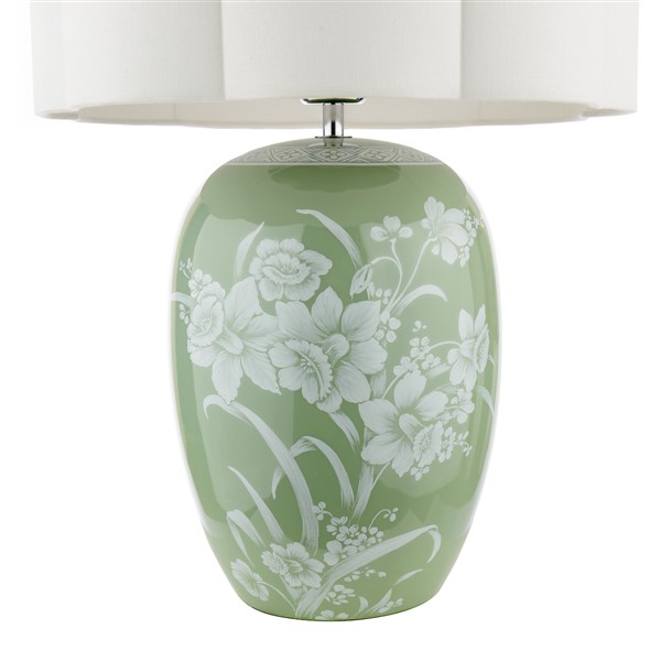 (image for) Laura Ashley Pashley Table Lamp Green Ceramic and Polished Chrome With Shade